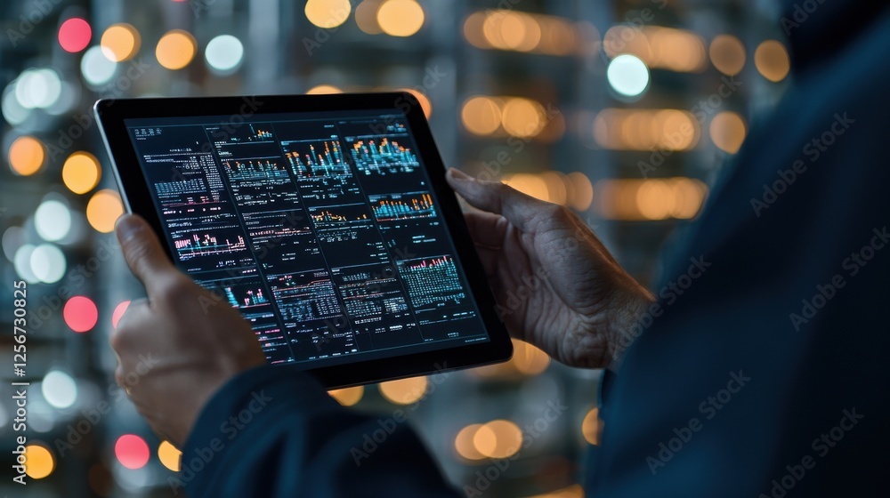 Aufkleber engineer examining refinery machinery with digital device for data analysis