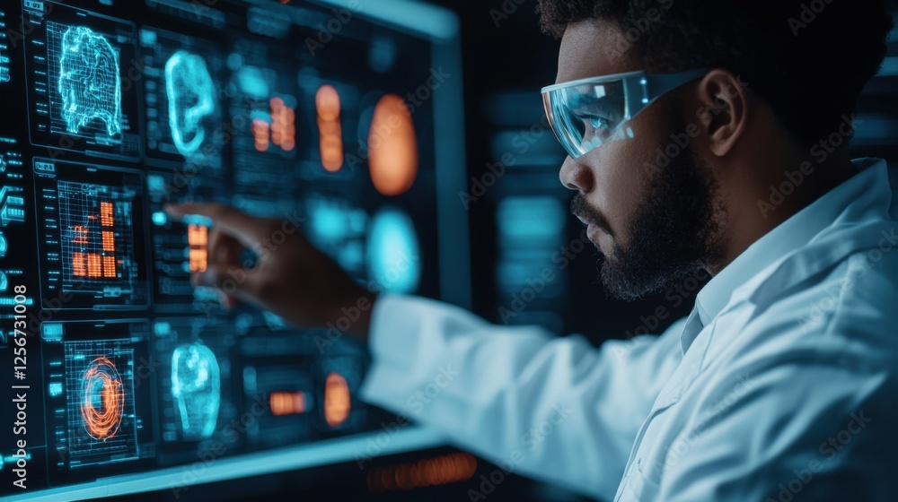 Poster engineer inspecting refinery components with augmented reality interface