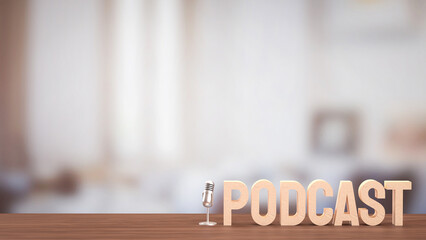 Microphone for  podcast or Radio live concept 3d Rendering.