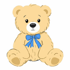 Illustration of a Soft Beige Teddy Bear, Ideal for Childhood, Toys, and Comfort Designs