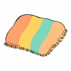 Illustration of a Colorful Blanket with a Fringe, A Cozy and Vibrant Textile