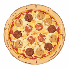 Illustration of a Pizza for Italian Cuisine and FoodThemed Designs