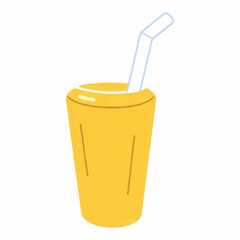 A Glass of Juice with a Straw, Refreshing and Playful Beverage Icon