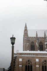 Naklejka premium Snow Covered National Cathedral in Winter