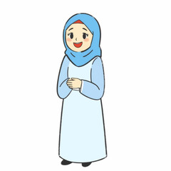 Obraz premium Illustration of a Cheerful Muslim Girl, Perfect for Positivity, Joy, and InclusivityThemed Artwork