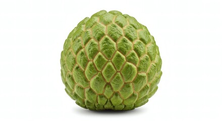 Fototapeta premium Close-up of a Whole Cherimoya Fruit with Scaly Green Surface