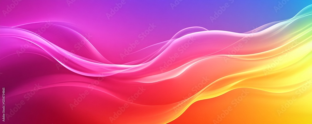 Poster Vibrant abstract waves background with a flowing spectrum gradient