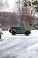 Car on a Snow Covered Street in DC