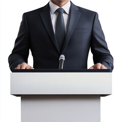 businessman holding blank board