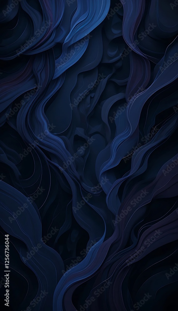 Poster abstract dark blue wavy layers background with depth and elegant flow