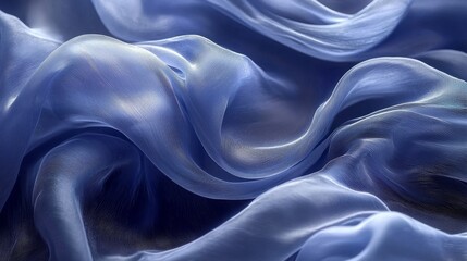 Obraz premium A flowing blue fabric drapes elegantly, showcasing its soft texture and delicate patterns, creating a serene and luxurious appearance.