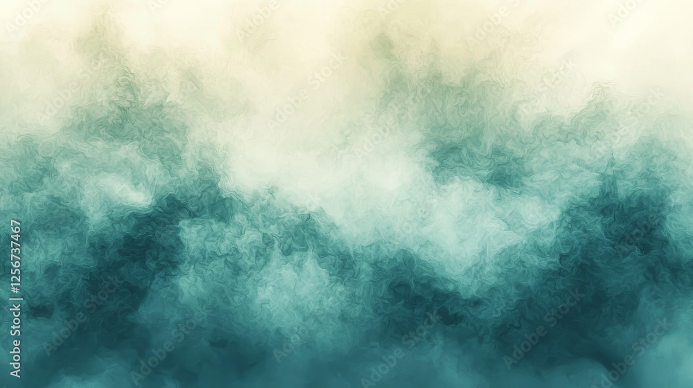 Wall mural a soft, abstract gradient of teal and cream, resembling clouds or mist, creating a serene and calmin