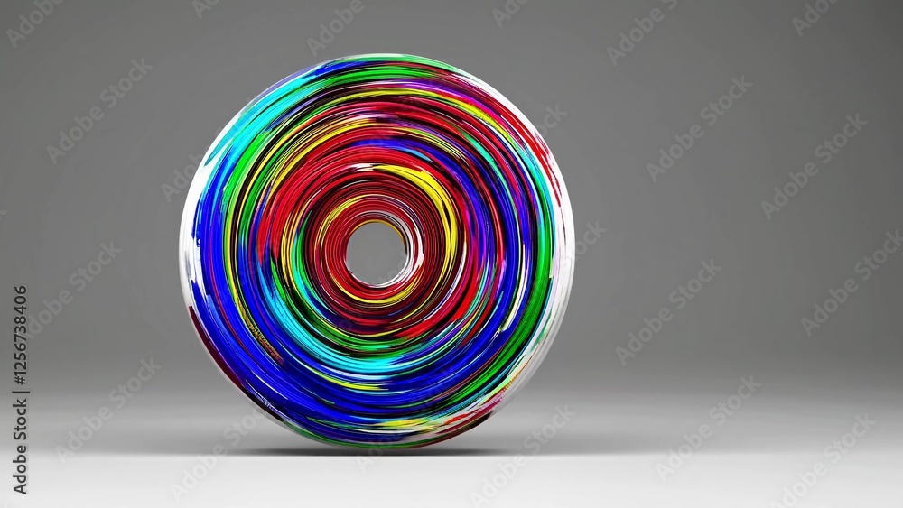 Poster brightly colored swirling lines create a mesmerizing abstract design, forming a circular shape with 