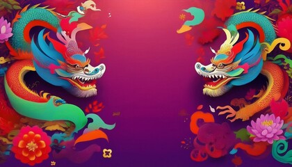 elegant dragon border frame with floral design with copy space for text graphic resource