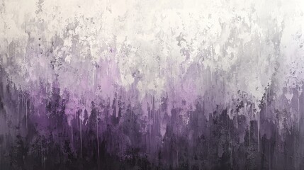 An abstract painting featuring a gradient of white, purple, and black hues, creating a dreamy and textured visual effect.