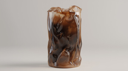 Brown Iced Coffee Glass Isolated on White