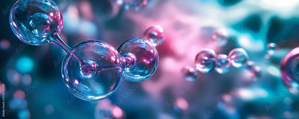Poster scientific structure formed by molecules on abstract background