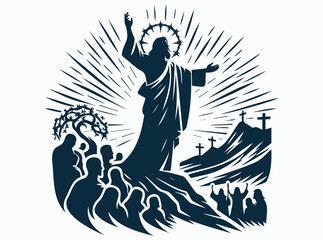 Inspirational Jesus Risen Silhouette for Faith and Worship Artwork- Great for Faith-Based Graphics and Easter Cards