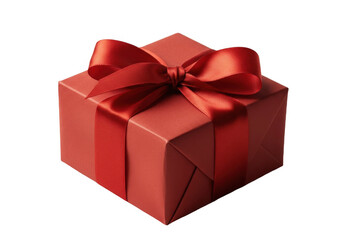 Obraz premium Elegant Gift Box with Shiny Red Satin Ribbon. Isolated on transparent background, png
