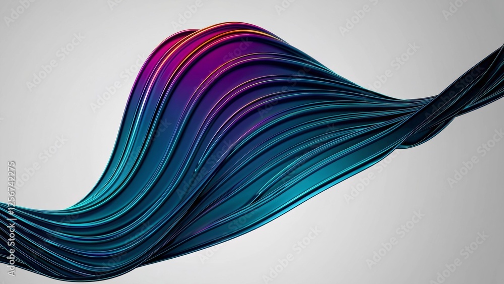 Poster smooth elegant metallic blue and purple gradient swirling and flowing on white background, creating 