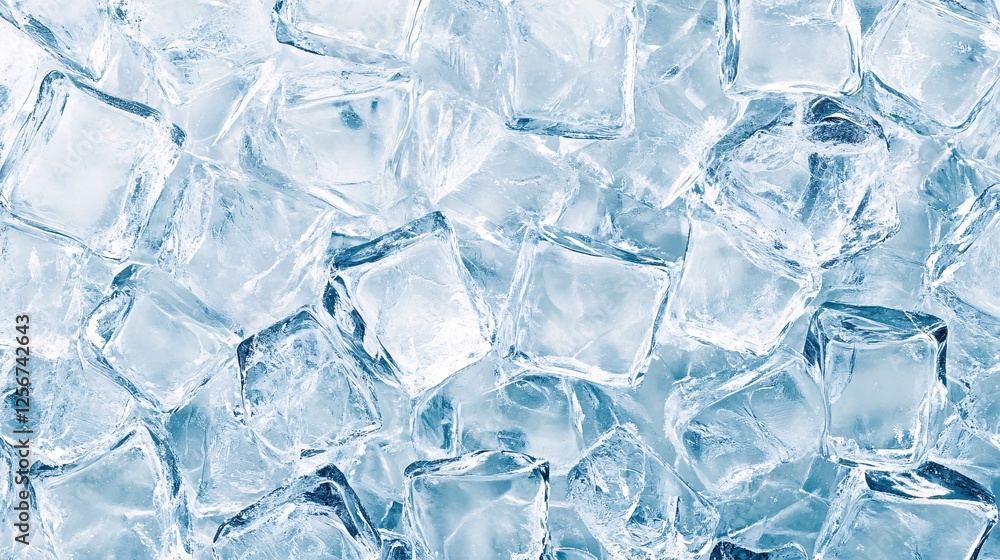 Poster Close-up of ice cubes creating a refreshing and cool backdrop