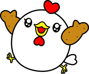 にわとり　手羽先　かわいい　キャラクター　チキン　バンザイ