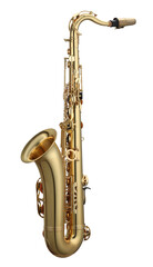Jazz. One beautiful saxophone isolated on white