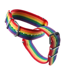 Two wristbands in LGBT colors on white background