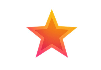 Obraz premium Shimmering gradient star icon with pink-orange hues and glowing effects, perfect for creative designs