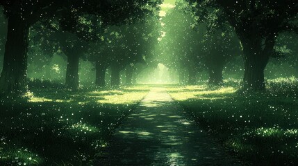 Enchanted Forest Path: A Serene Digital Painting