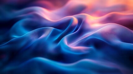 Obraz premium Abstract blue and orange fabric waves, background blur, design texture.