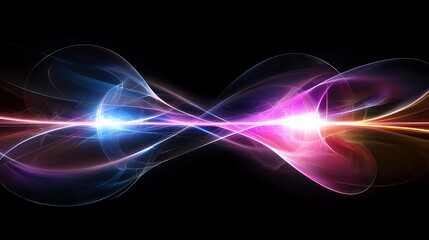 Obraz premium Abstract energy waves, glowing light, dark background, technology concept.