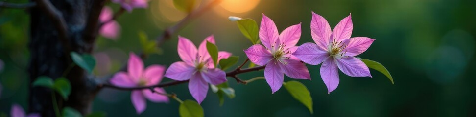 Clematis virginiana flowers in clusters on a tree branch at dusk, deciduous trees, nature, clematis virginiana