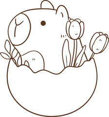 Cute Easter Capybara