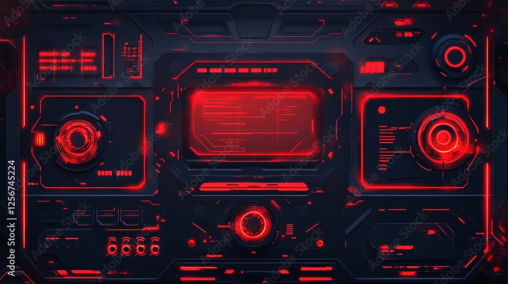 Poster Futuristic interface showing data analysis with hud elements, for technology, video game or internet concepts