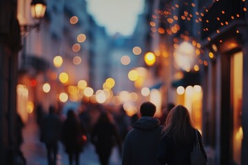 Evening Stroll in a City of Lights