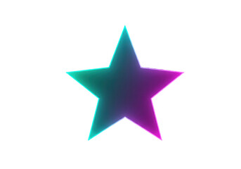 Obraz premium Bold Gradient Star Icon with Purple to Teal Glow. Isolated on transparent background, png