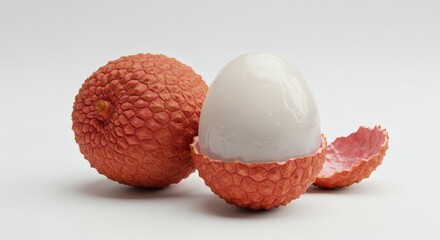 Fresh Lychee with Textured Skin and Translucent Flesh Revealed