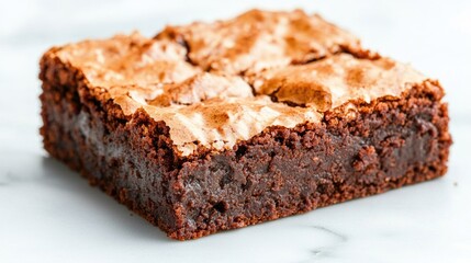 Delicious Chocolate Brownie, Close Up, Marble Surface, Dessert