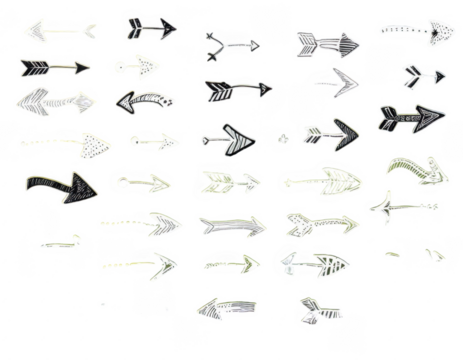 Hand-Drawn Sketch Arrows Collection with Decorative Elements