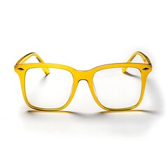 Fototapeta premium Stylish glasses with yellow frame isolated on white background