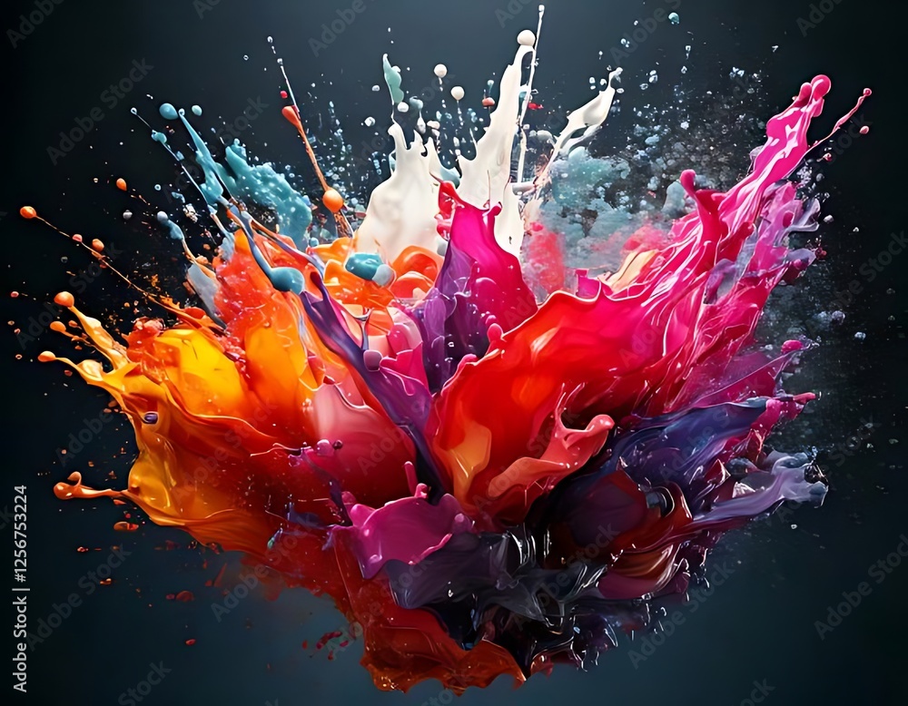 Poster a vibrant explosion of colorful paint creates a dynamic and visually captivating spectacle.