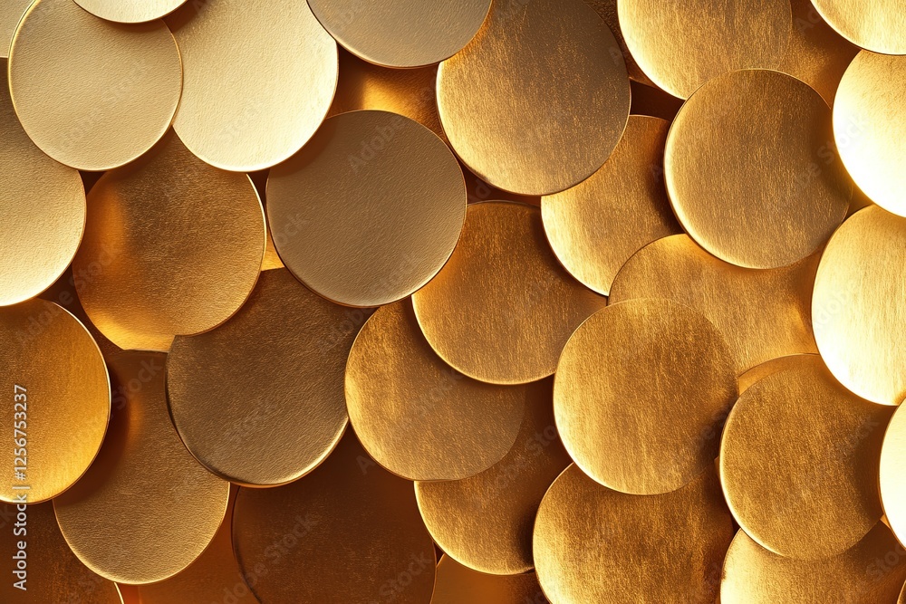 Poster golden circles overlap creating a luxurious texture