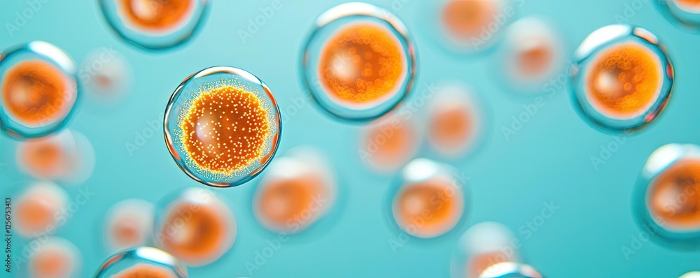 Aufkleber microscopic ocean life idea. microorganisms floating in a vibrant, abstract underwater environment.