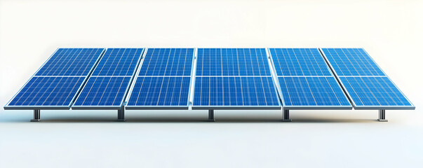 Solar panels energy farm, white background