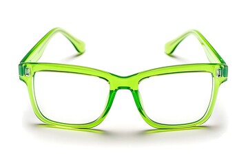 Fototapeta premium Stylish glasses, with green frame isolated on white background