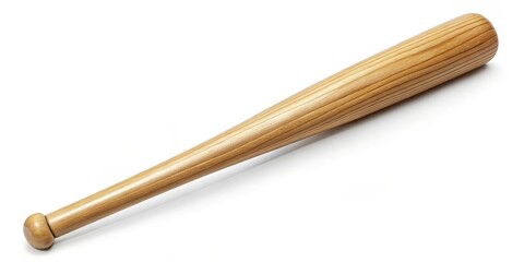 Naklejka premium Wooden Baseball Bat on White Background