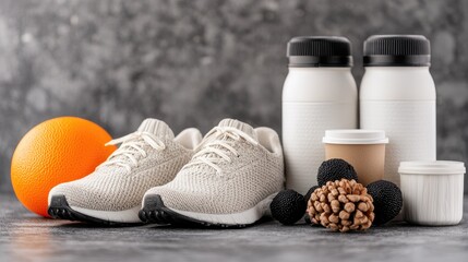 Fitness Lifestyle Accessories on Gray Surface
