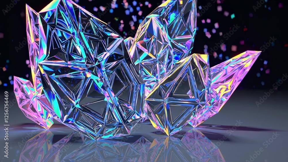 Poster vibrant, iridescent crystals display a stunning array of colors, reflecting light in a mesmerizing p