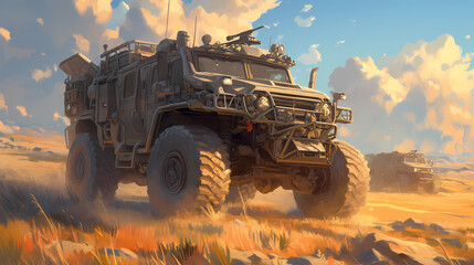 Fototapeta premium offroad car vehicle in desert